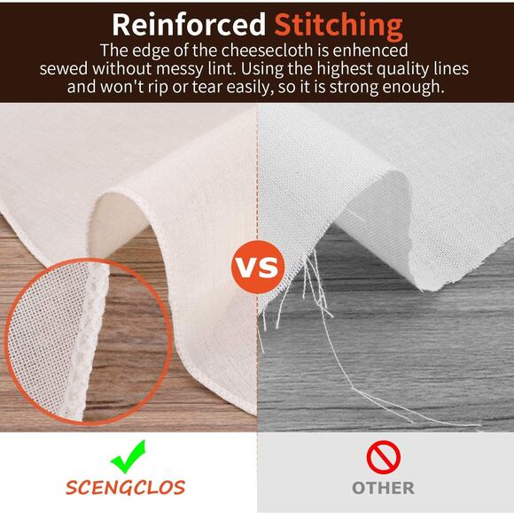 2 pk Unbleached Cheese Cloth Fabric for Straining Nut Milk, Cotton, Washable - Picture 9 of 12